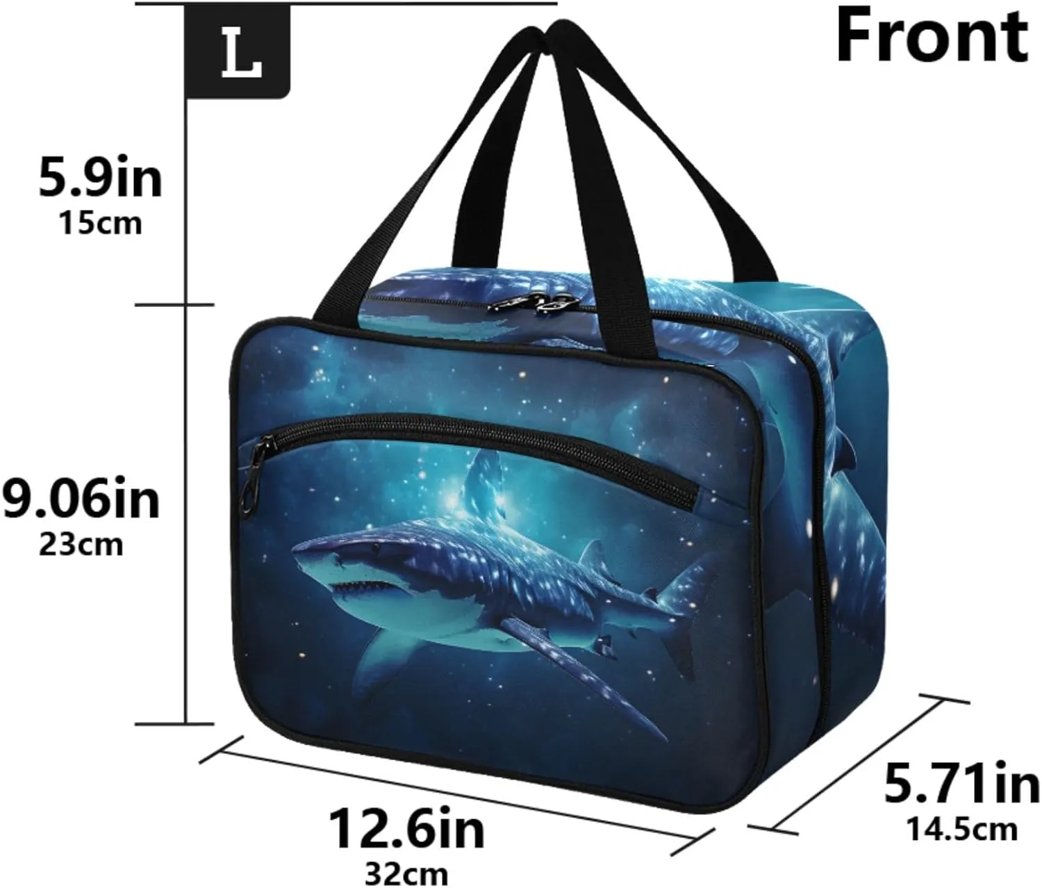 MUKJHOI Hanging Travel Toiletry Bag  4 Zippered Compartments, Transparent Organizer, Compact & Water-Resistant for Gym, Camping, Hotel  Shark Under The Stars