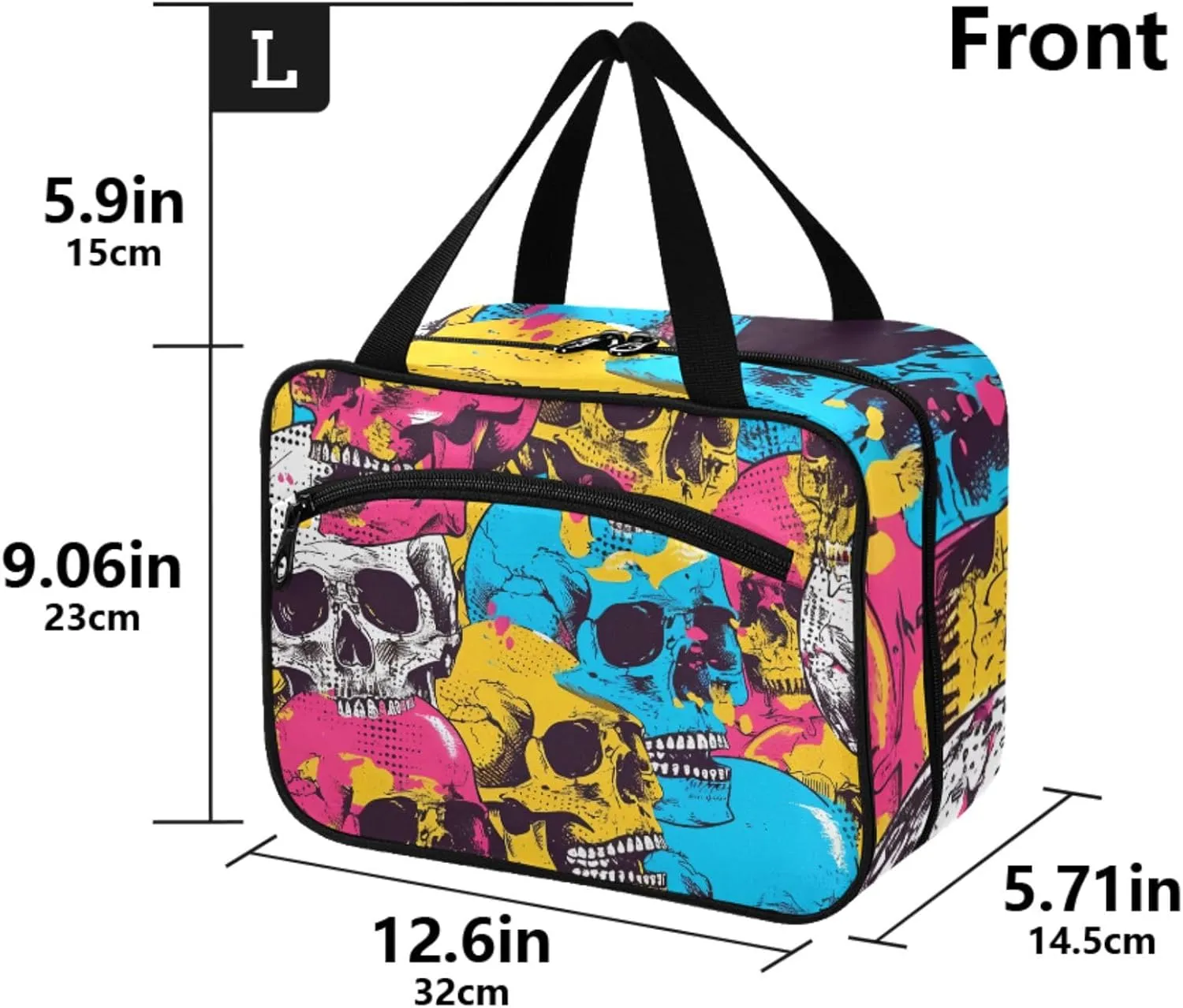 MUKJHOI Hanging Travel Toiletry Bag  4 Zippered Compartments, Transparent Organizer, Compact & Water-Resistant for Gym, Camping, Hotel  Skull (1)