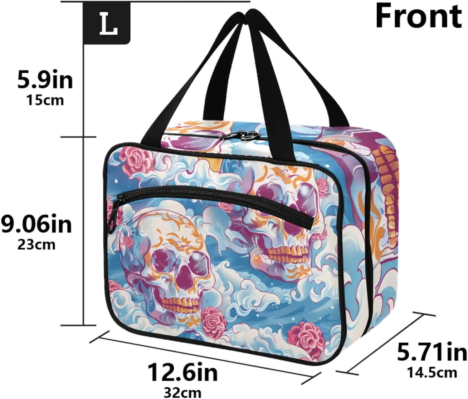MUKJHOI Hanging Travel Toiletry Bag  4 Zippered Compartments, Transparent Organizer, Compact & Water-Resistant for Gym, Camping, Hotel  Skull (3)