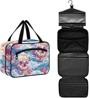MUKJHOI Hanging Travel Toiletry Bag  4 Zippered Compartments, Transparent Organizer, Compact & Water-Resistant for Gym, Camping, Hotel  Skull (3)
