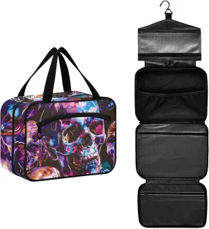 MUKJHOI Hanging Travel Toiletry Bag  4 Zippered Compartments, Transparent Organizer, Compact & Water-Resistant for Gym, Camping, Hotel  Skull (5)