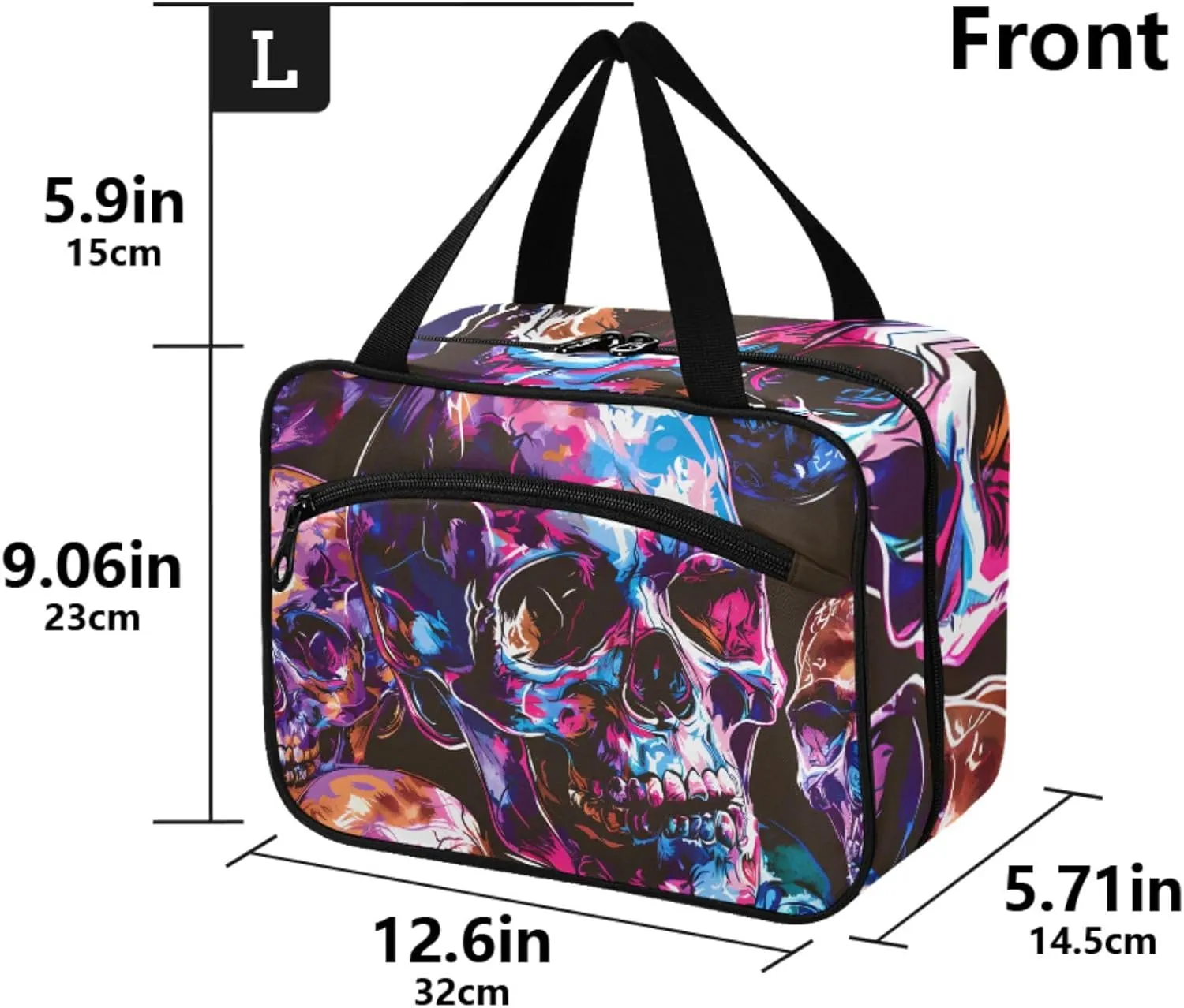 MUKJHOI Hanging Travel Toiletry Bag  4 Zippered Compartments, Transparent Organizer, Compact & Water-Resistant for Gym, Camping, Hotel  Skull (5)