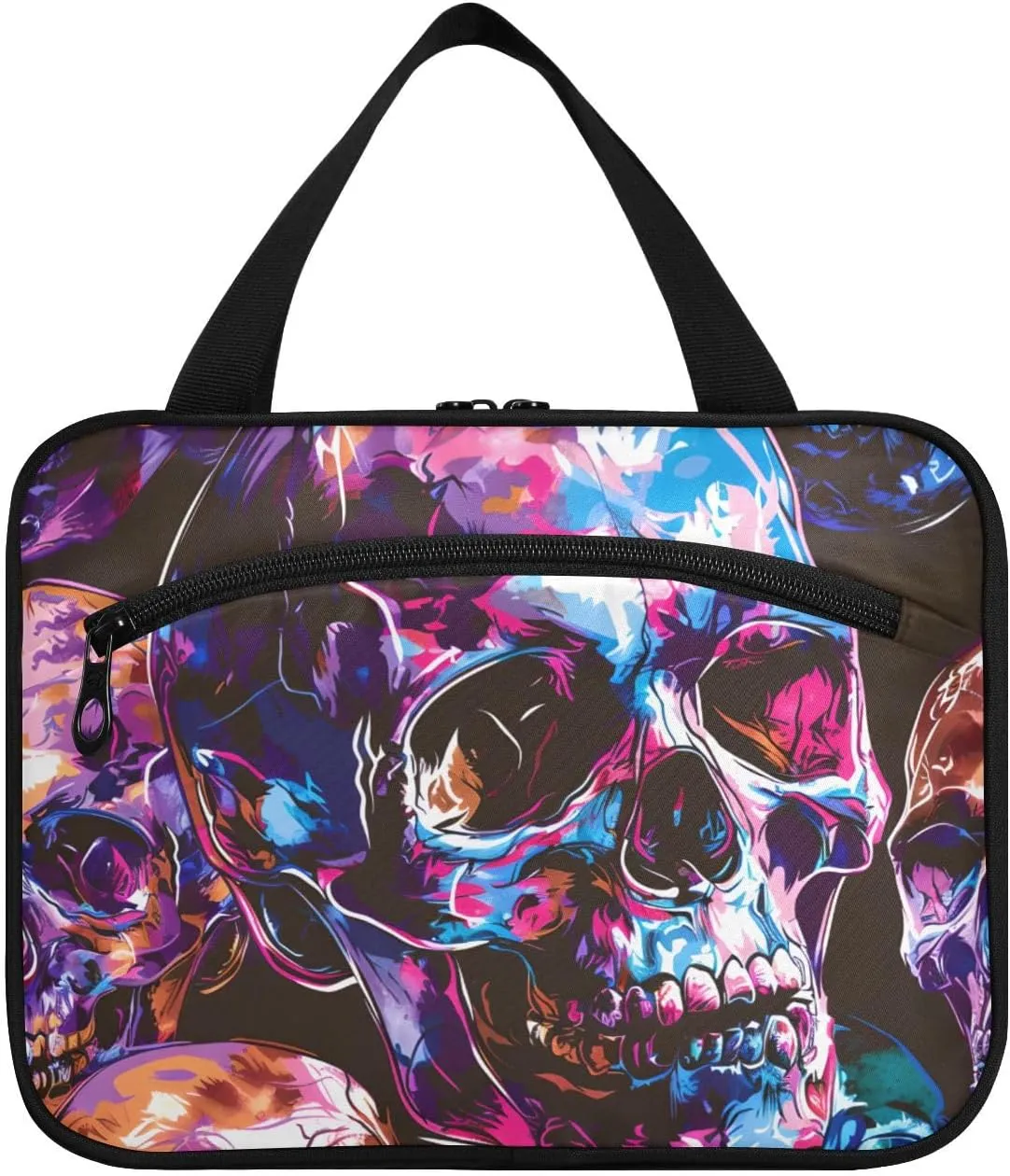 MUKJHOI Hanging Travel Toiletry Bag  4 Zippered Compartments, Transparent Organizer, Compact & Water-Resistant for Gym, Camping, Hotel  Skull (5)