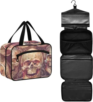 MUKJHOI Hanging Travel Toiletry Bag  4 Zippered Compartments, Transparent Organizer, Compact & Water-Resistant for Gym, Camping, Hotel  Skull (6)