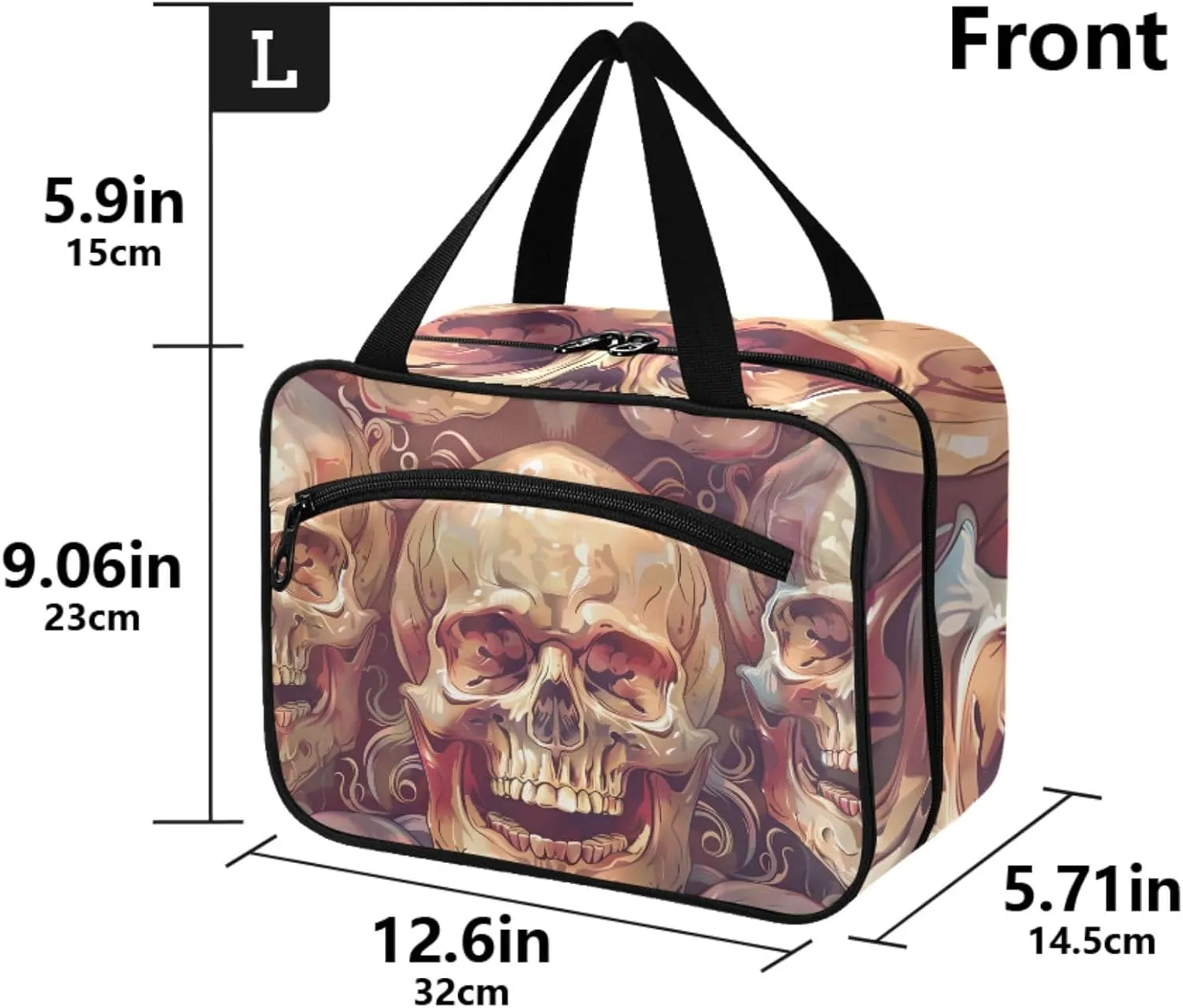 MUKJHOI Hanging Travel Toiletry Bag  4 Zippered Compartments, Transparent Organizer, Compact & Water-Resistant for Gym, Camping, Hotel  Skull (6)