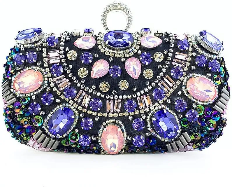 Multicolor Rhinestone Bags Women Handbag Chains Shoulder Evening Bags Clutch Purse