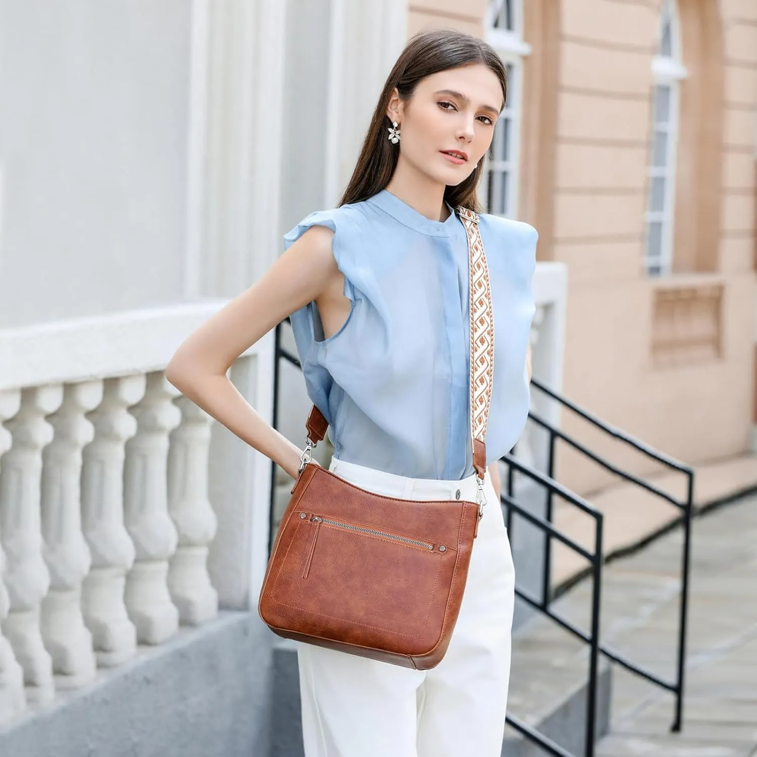 MYHOZEE Crossbody Bags for Women Leather Crossbody Purses With Adjustable Guitar Strap Trendy Hobo Women's Shoulder Bag