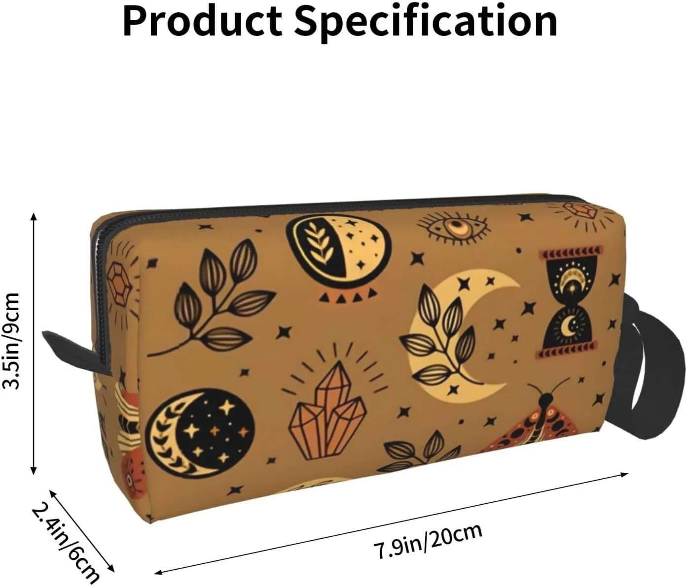 Mystical Moon & Star Makeup Bag Organizer Small Cosmetic Bags Compact Durable Oxford Fabric Multi-Purpose Storage Perfect for Travel, Gym, Daily Use