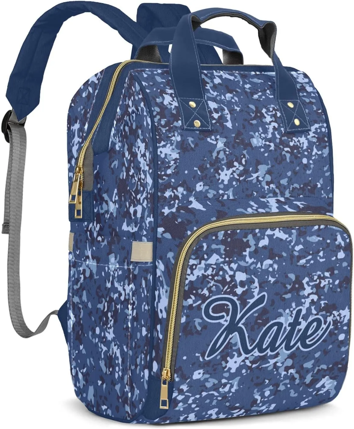 Navy Camouflage Mummy Bags Custom Personalized with Name Diaper Bags Backpack Gifts