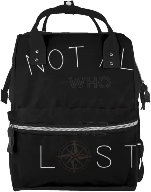 Not All Who Wander Design Diaper Bag Backpack Large Capacity Multifunction with Insulated Pockets Waterproof Baby Diaper Bags Baby Travel Essentials for Dads, Moms, Newborns