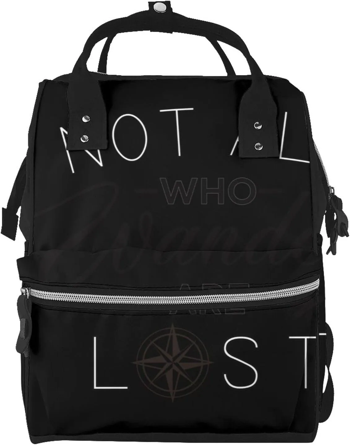 Not All Who Wander Design Diaper Bag Backpack Large Capacity Multifunction with Insulated Pockets Waterproof Baby Diaper Bags Baby Travel Essentials for Dads, Moms, Newborns