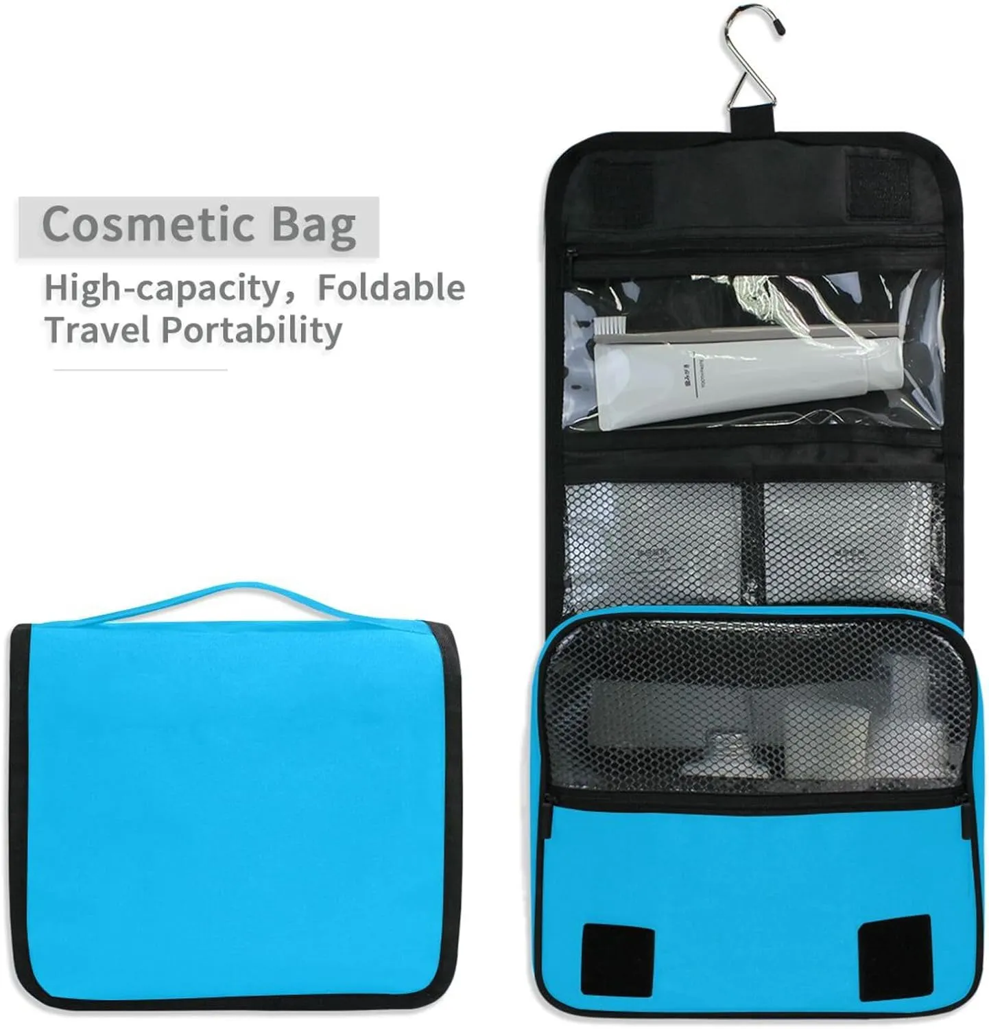 ODAWA Toiletry Bags Deep Sky Blue Cosmetic Bag Bathroom Storage Bag Women's Makeup Organizer Cosmetic Bags