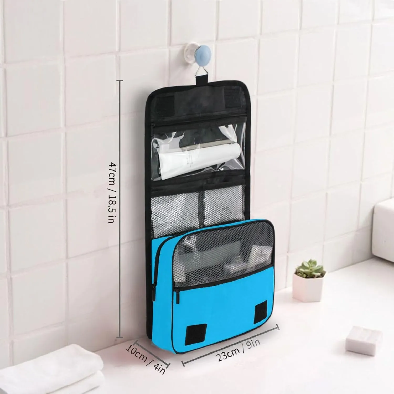 ODAWA Toiletry Bags Deep Sky Blue Cosmetic Bag Bathroom Storage Bag Women's Makeup Organizer Cosmetic Bags