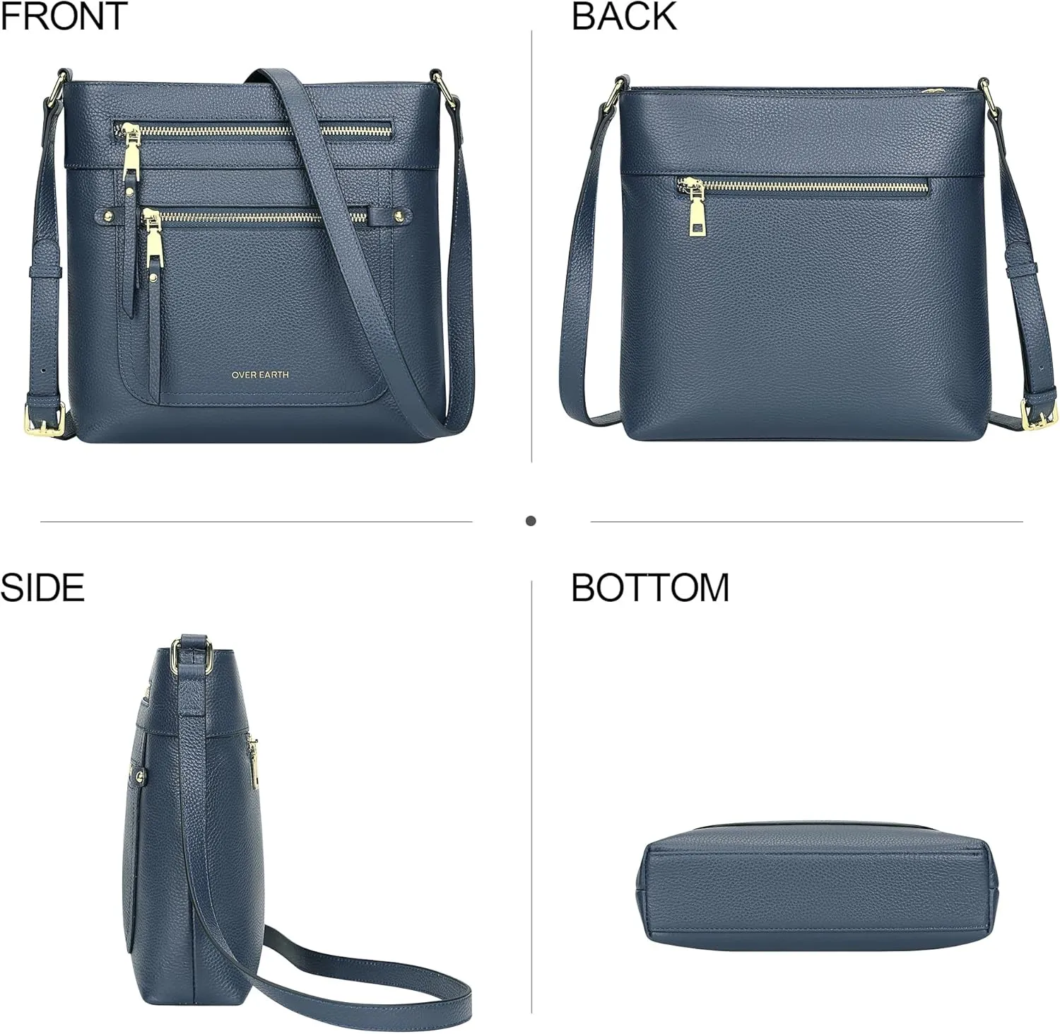 Over Earth Crossbody Bags for Women Leather Purses for Ladies with Multiple Pockets