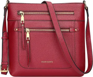 Over Earth Crossbody Bags for Women Leather Purses for Ladies with Multiple Pockets
