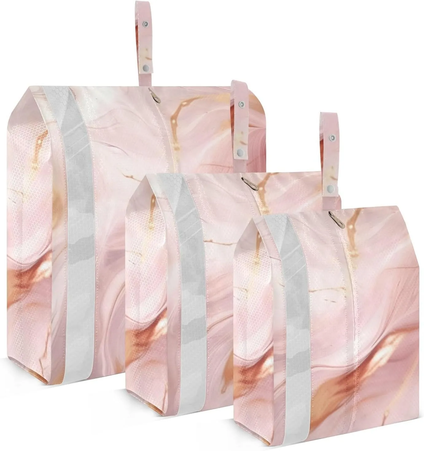 Pink Gold Marble Compression Packing Cubes, 3pcs Compressible Expandable Travel Packing Organizer, Travel Cubes for Suitcase Carry On