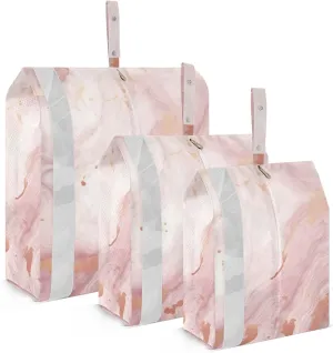 Pink Gold Marble Compression Packing Cubes, 3pcs Compressible Expandable Travel Packing Organizer, Travel Cubes for Suitcase Carry On