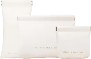 Pocket Cosmetic Bag Set, 3 Pieces Small Makeup Bag for Purse Waterproof Self-Closing Portable Travel Makeup Pouch Mini Travel Storage bag for Cosmetics Headphones Jewelry (White)