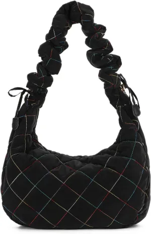 Puffer Tote Bag for Women Quilted Totes Puffy Crossbody Bag Lightweight Carryall Hobo Bag