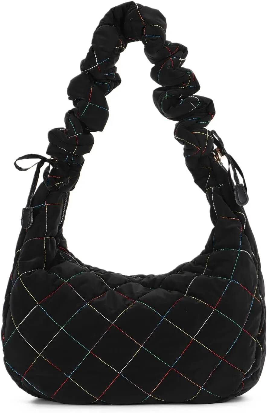 Puffer Tote Bag for Women Quilted Totes Puffy Crossbody Bag Lightweight Carryall Hobo Bag