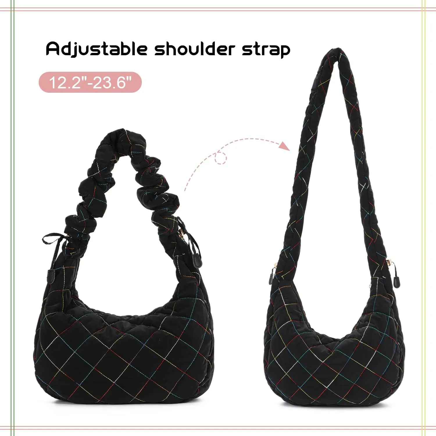 Puffer Tote Bag for Women Quilted Totes Puffy Crossbody Bag Lightweight Carryall Hobo Bag