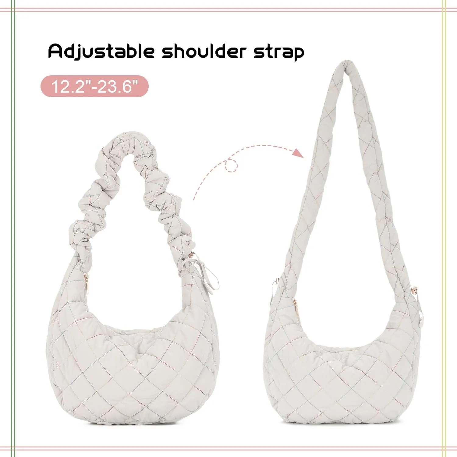 Puffer Tote Bag for Women Quilted Totes Puffy Crossbody Bag Lightweight Carryall Hobo Bag