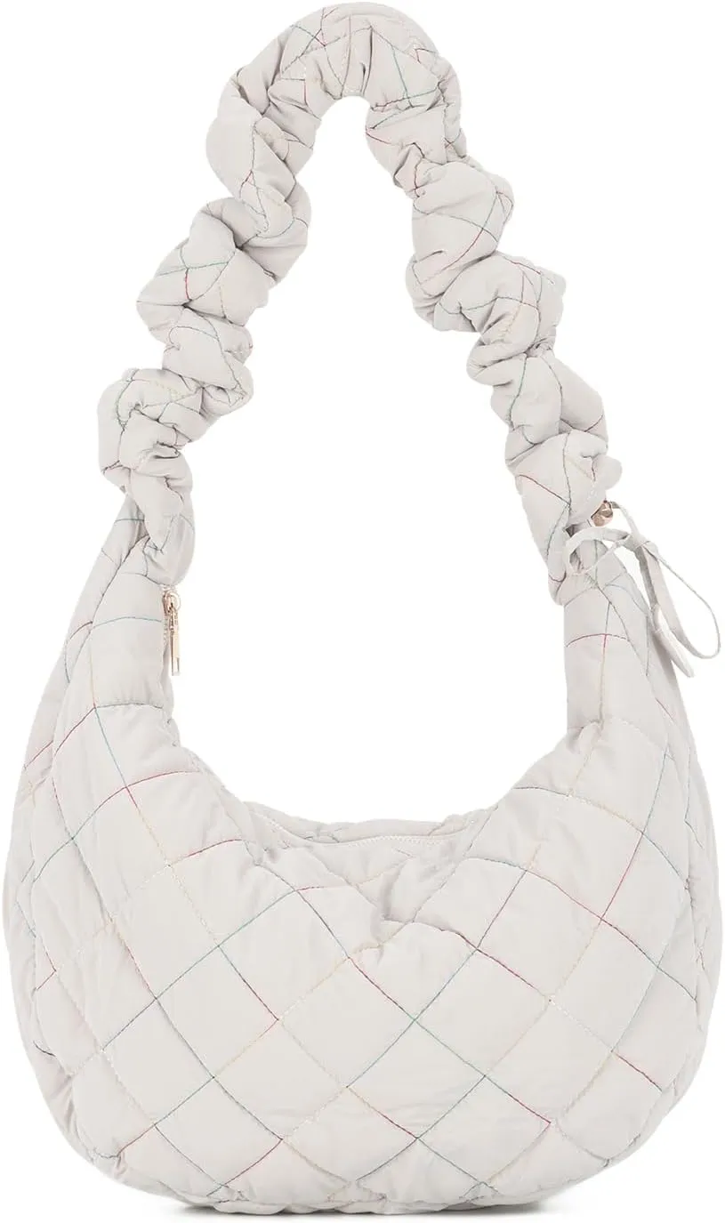 Puffer Tote Bag for Women Quilted Totes Puffy Crossbody Bag Lightweight Carryall Hobo Bag