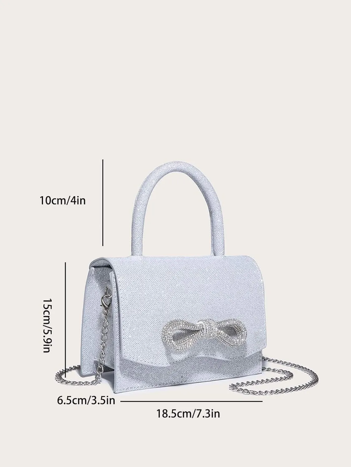 QWINEE Women's Glitter Rhinestone Bow Decor Clutch Purse Prom Bags Sparkle Mini Square Handbags