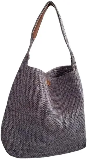 Raffia Straw Woven Handbag Shoulder Crossbody Bucket Bag Hobo Totes Versatile Large Capacity Beach Vacation Bohemian Chic