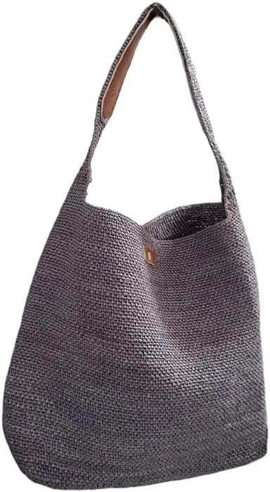 Raffia Straw Woven Handbag Shoulder Crossbody Bucket Bag Hobo Totes Versatile Large Capacity Beach Vacation Bohemian Chic