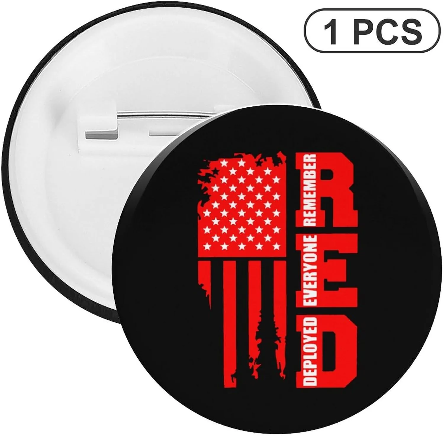 R.E.D Remember Everyone Deployed Red Friday 4 Round Tinplate Badge Lightweight Button Badge Lapel Tie Pin