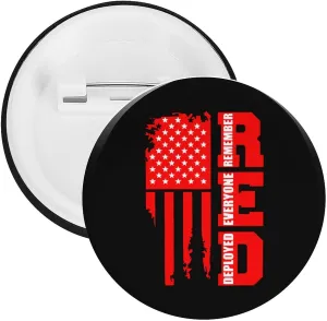 R.E.D Remember Everyone Deployed Red Friday 4 Round Tinplate Badge Lightweight Button Badge Lapel Tie Pin