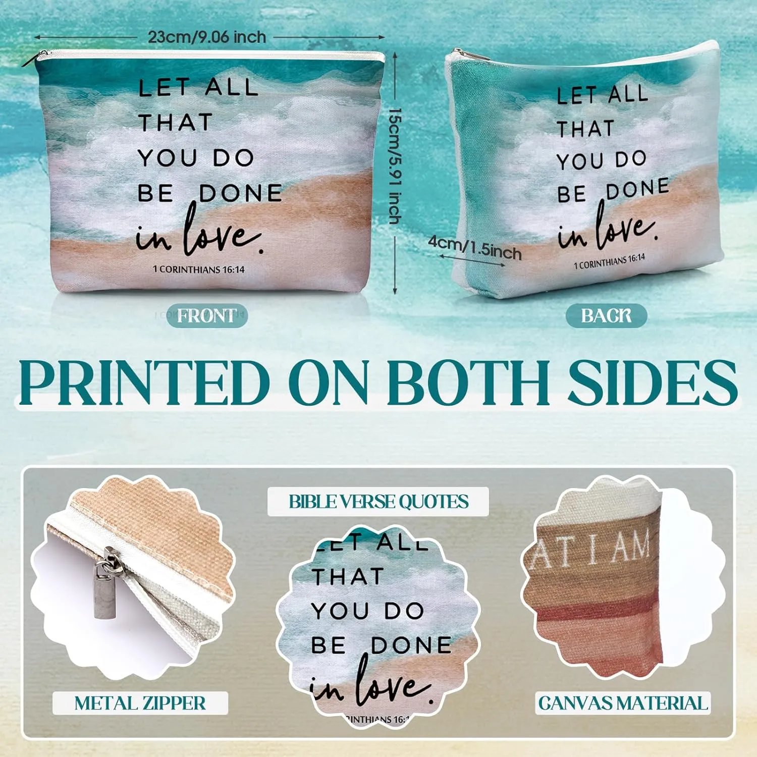Reginary 30 Set Christian Gifts for Women include 30 Religious Canvas Makeup Bags 30 Bible Verse Compact Mirrors Church Inspirational Gifts for Mother Sister Travel(Bright Colors,Abstract Style)