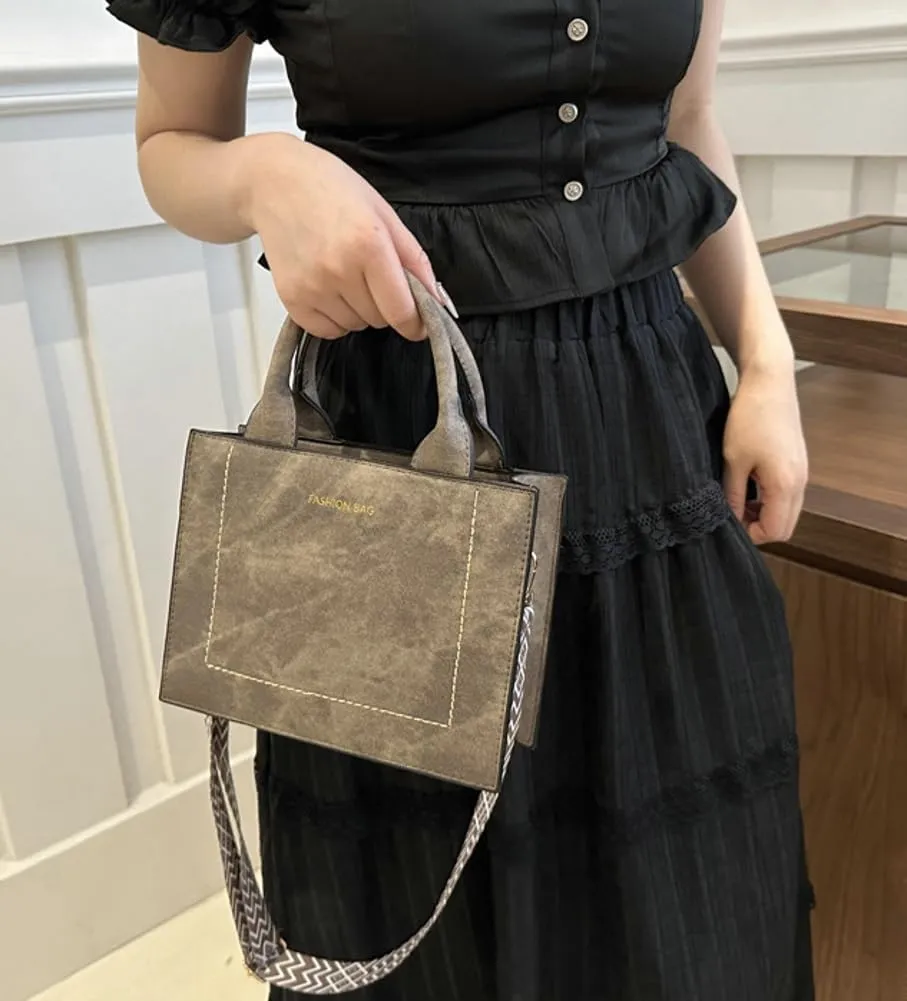Retro Shoulder Bag for Women Vegan Leather Crossbody Purse Small Square Totes Guitar Strap Handbag Satchel