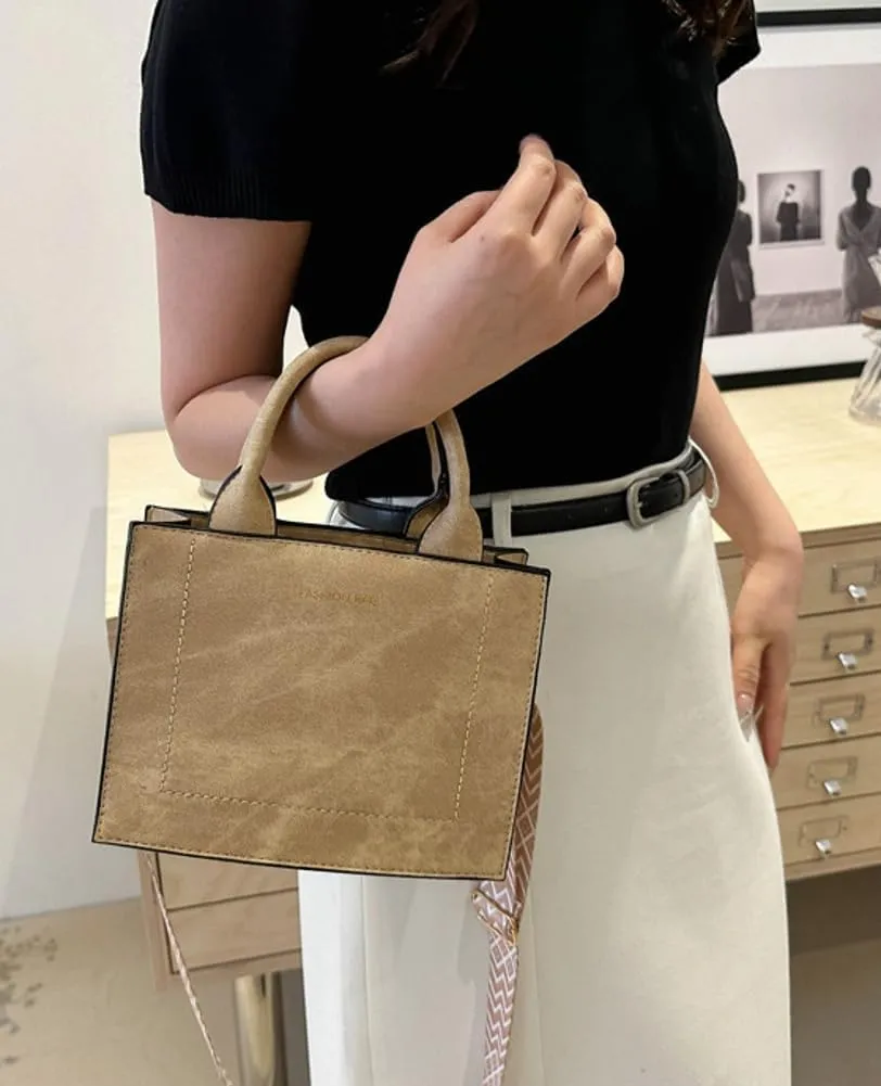 Retro Shoulder Bag for Women Vegan Leather Crossbody Purse Small Square Totes Guitar Strap Handbag Satchel