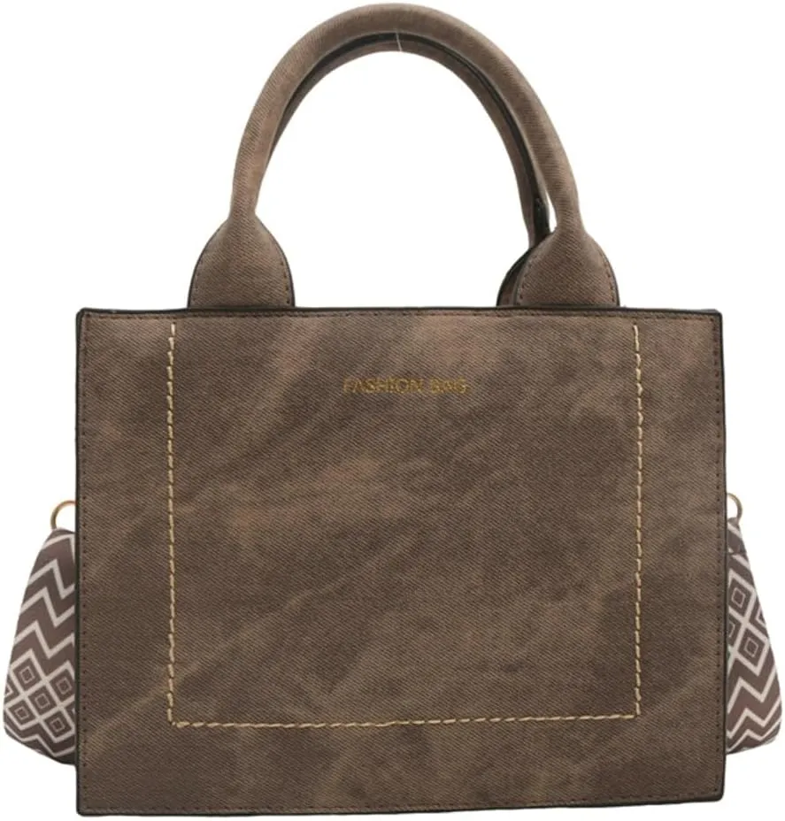 Retro Shoulder Bag for Women Vegan Leather Crossbody Purse Small Square Totes Guitar Strap Handbag Satchel