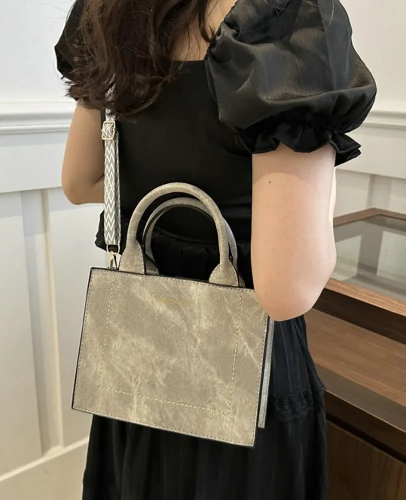 Retro Shoulder Bag for Women Vegan Leather Crossbody Purse Small Square Totes Guitar Strap Handbag Satchel