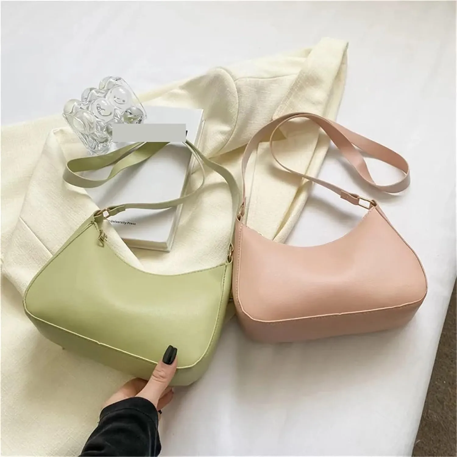 Retro Solid Color PU Leather Shoulder Underarm Bag Women's Fashion Handbags Casual Hobos Purses and Handbag Ladies Hand Bags