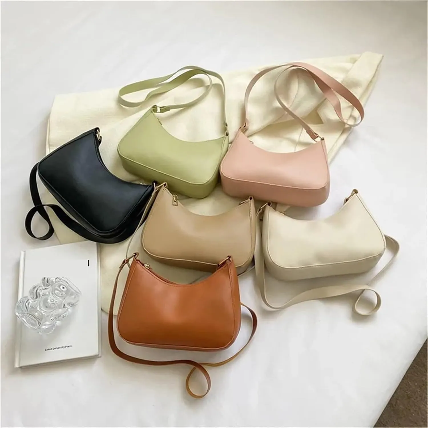 Retro Solid Color PU Leather Shoulder Underarm Bag Women's Fashion Handbags Casual Hobos Purses and Handbag Ladies Hand Bags