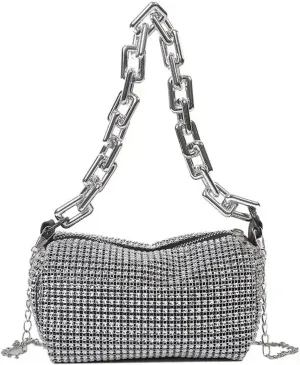 Rhinestone Bags Rhinestone Bucket Bag Glitter Chain Prom Purse (6.3 * 3.54) Inch