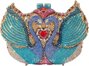 Rhinestone Bags Swan Shaped Rhinestone Evening Bags Women Gorgeous Diamond Metal Clutch Purses And Handbags Wedding Party