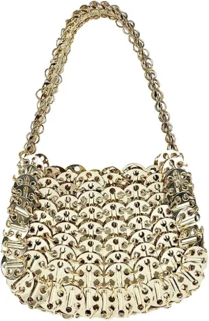 Rungion Womens Acrylic Metal Sequins Purses Handmade Woven Small Shiny Y2k Shoulder Bags Evening Party Handbags Clutch