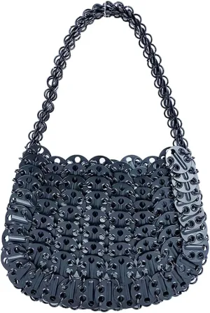 Rungion Womens Acrylic Metal Sequins Purses Handmade Woven Small Shiny Y2k Shoulder Bags Evening Party Handbags Clutch