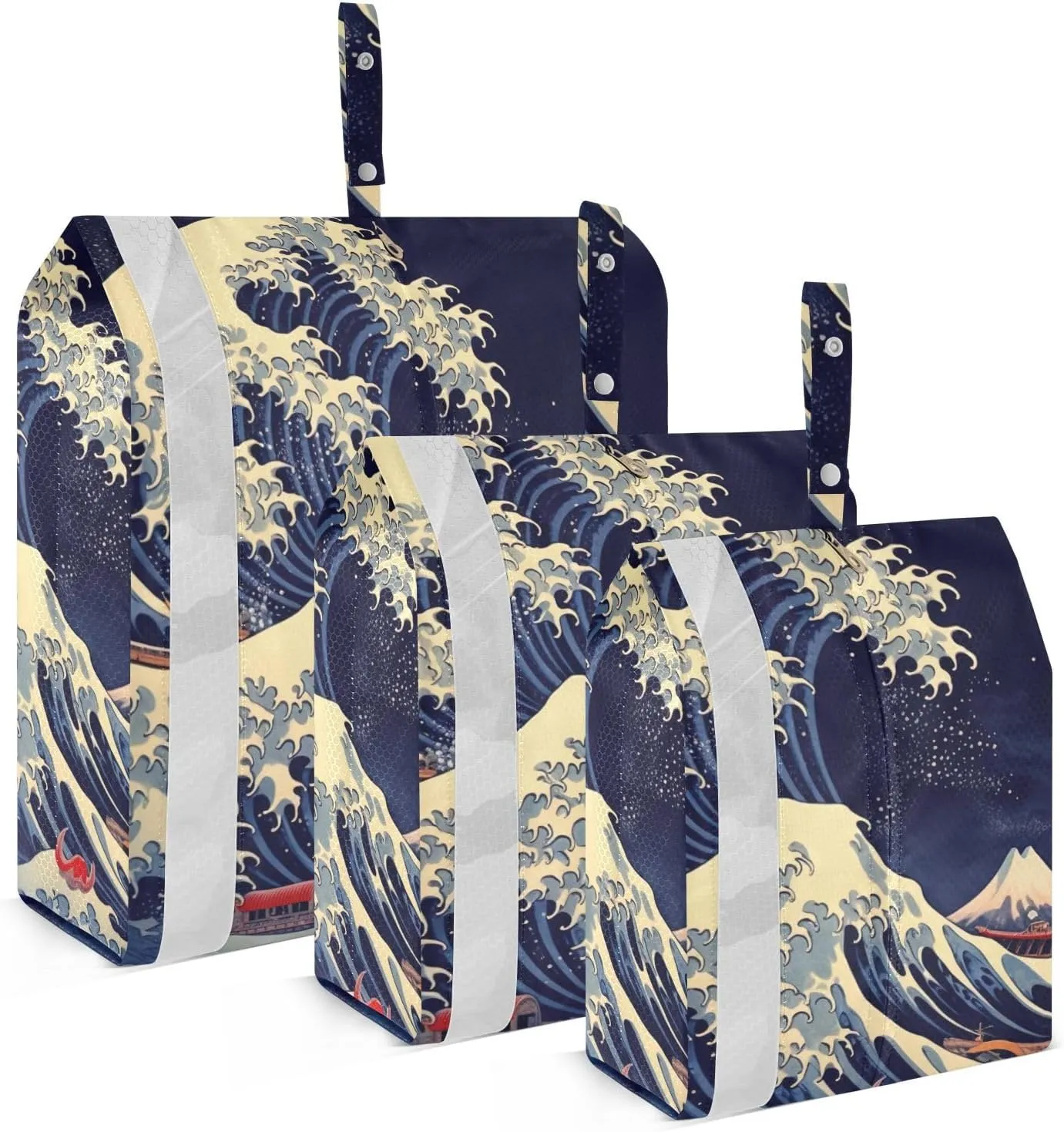 Sea Wave Compression Packing Cubes, 3pcs Compressible Expandable Travel Packing Organizer, Travel Cubes for Suitcase Carry On