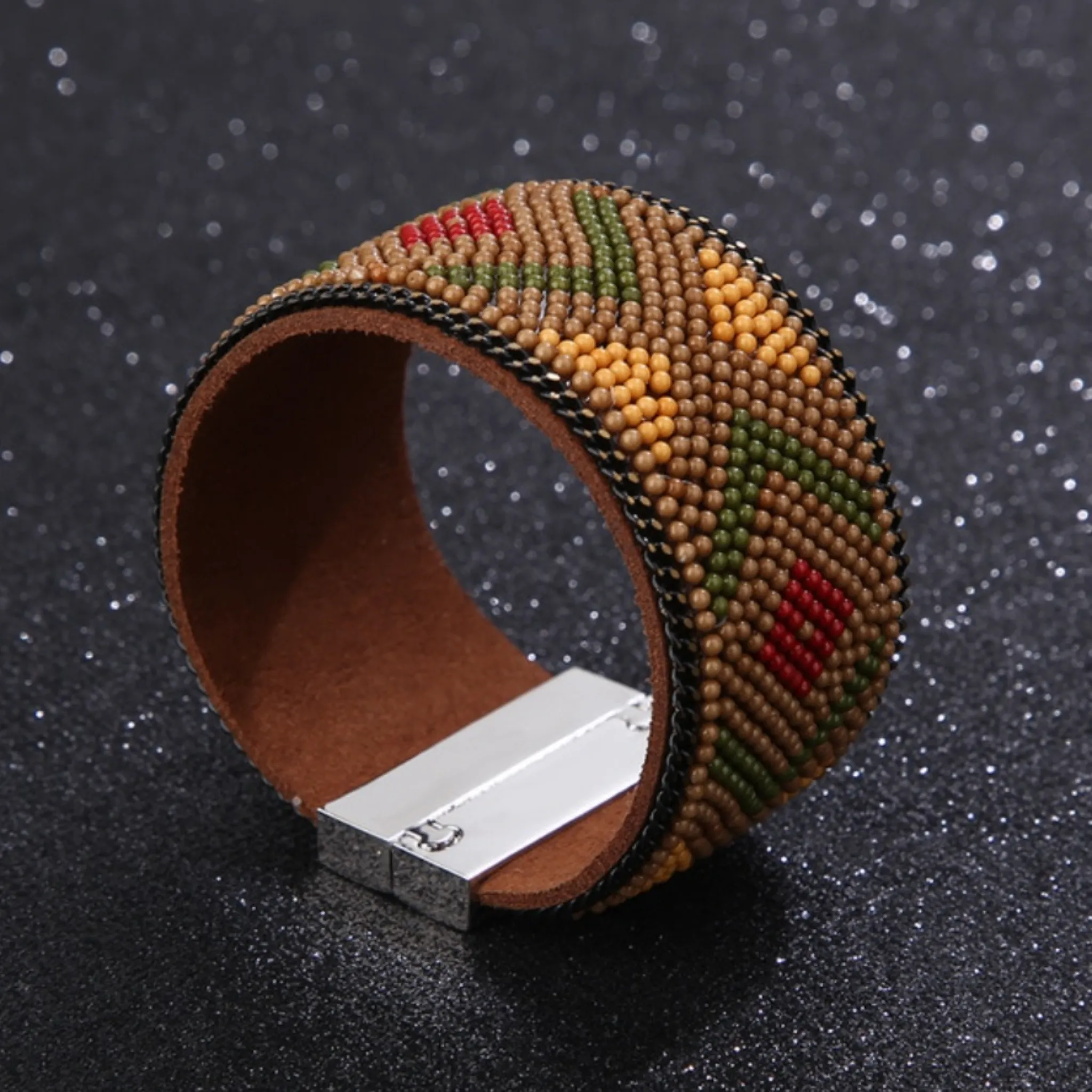 Seed beaded colorful bracelets with magnetic clasp