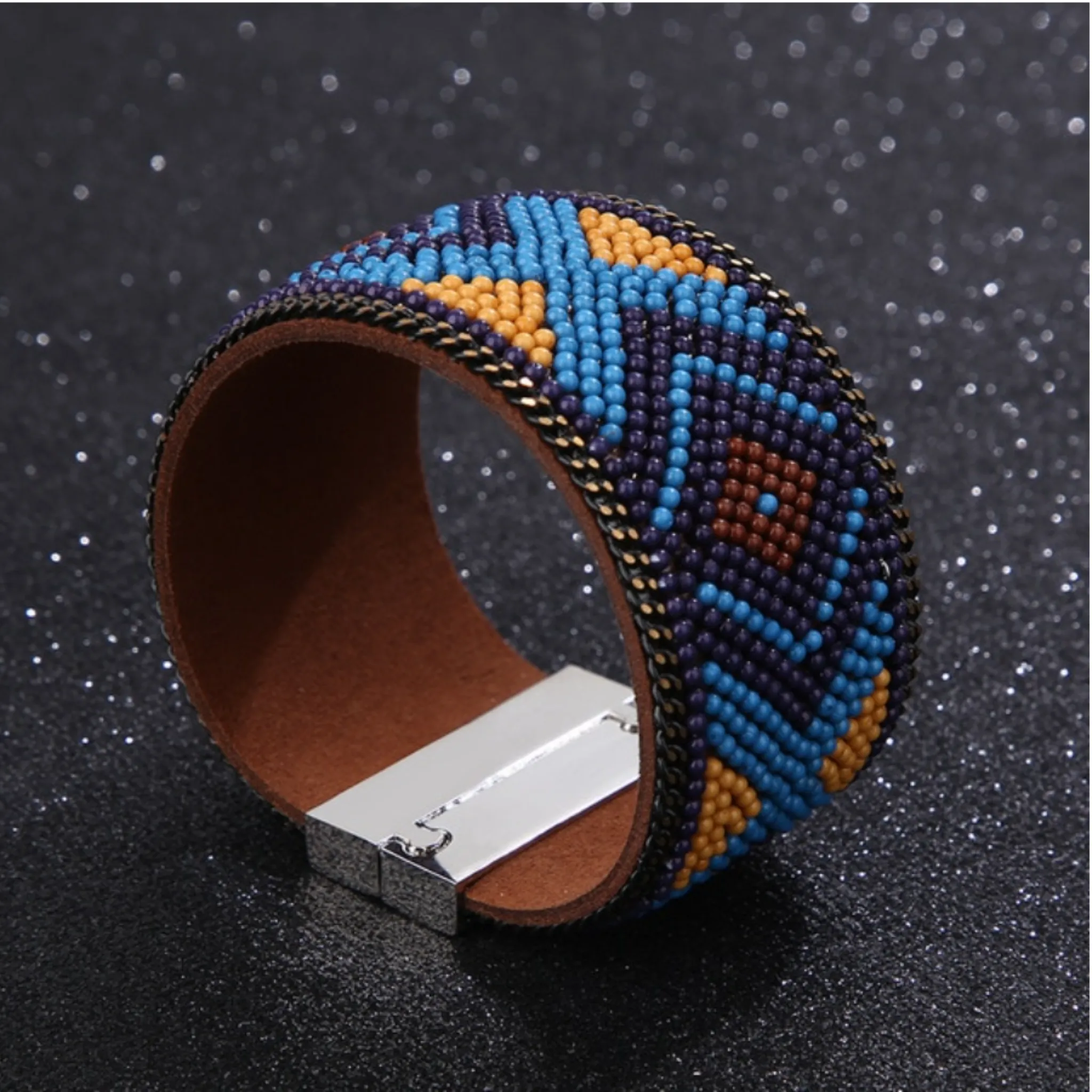Seed beaded colorful bracelets with magnetic clasp