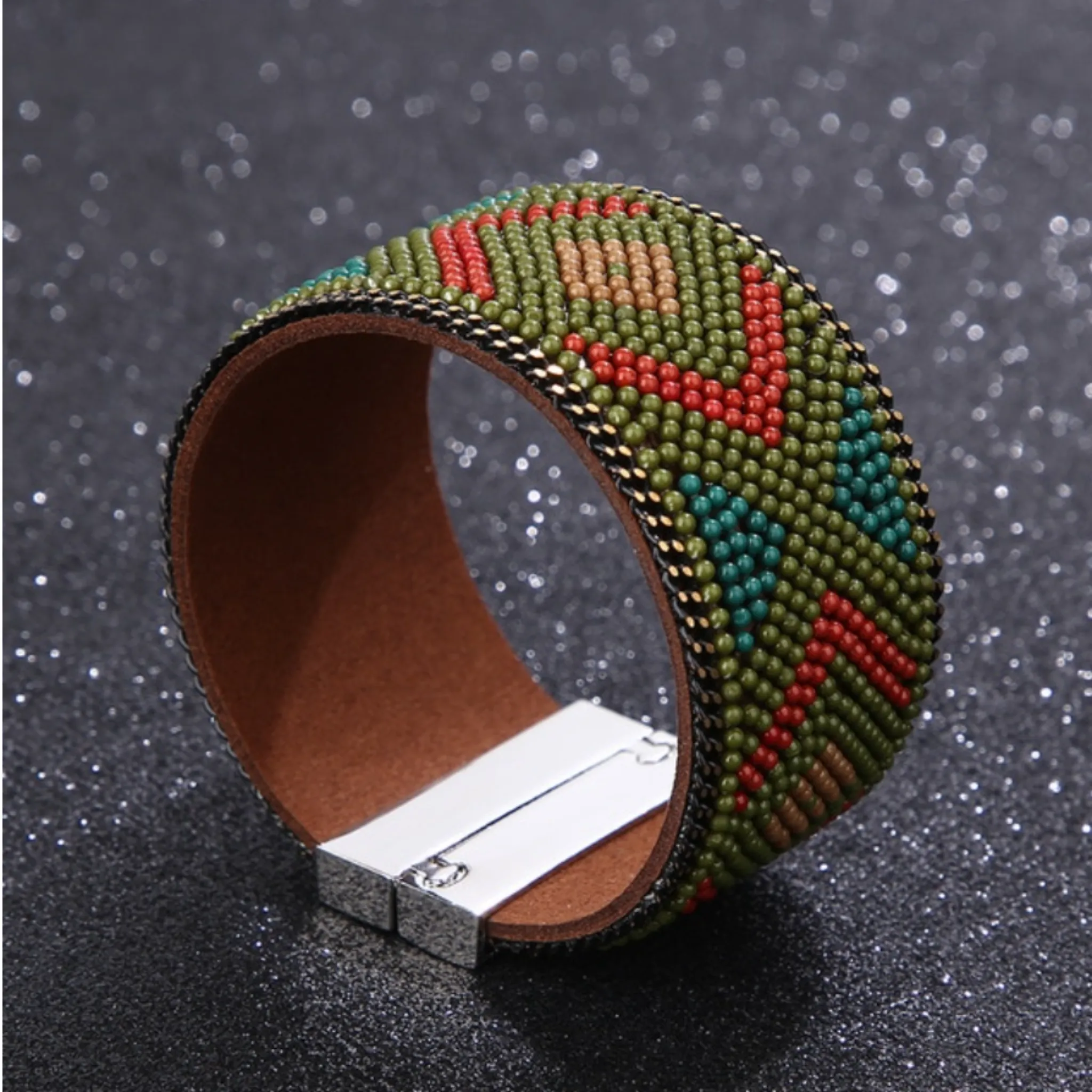 Seed beaded colorful bracelets with magnetic clasp