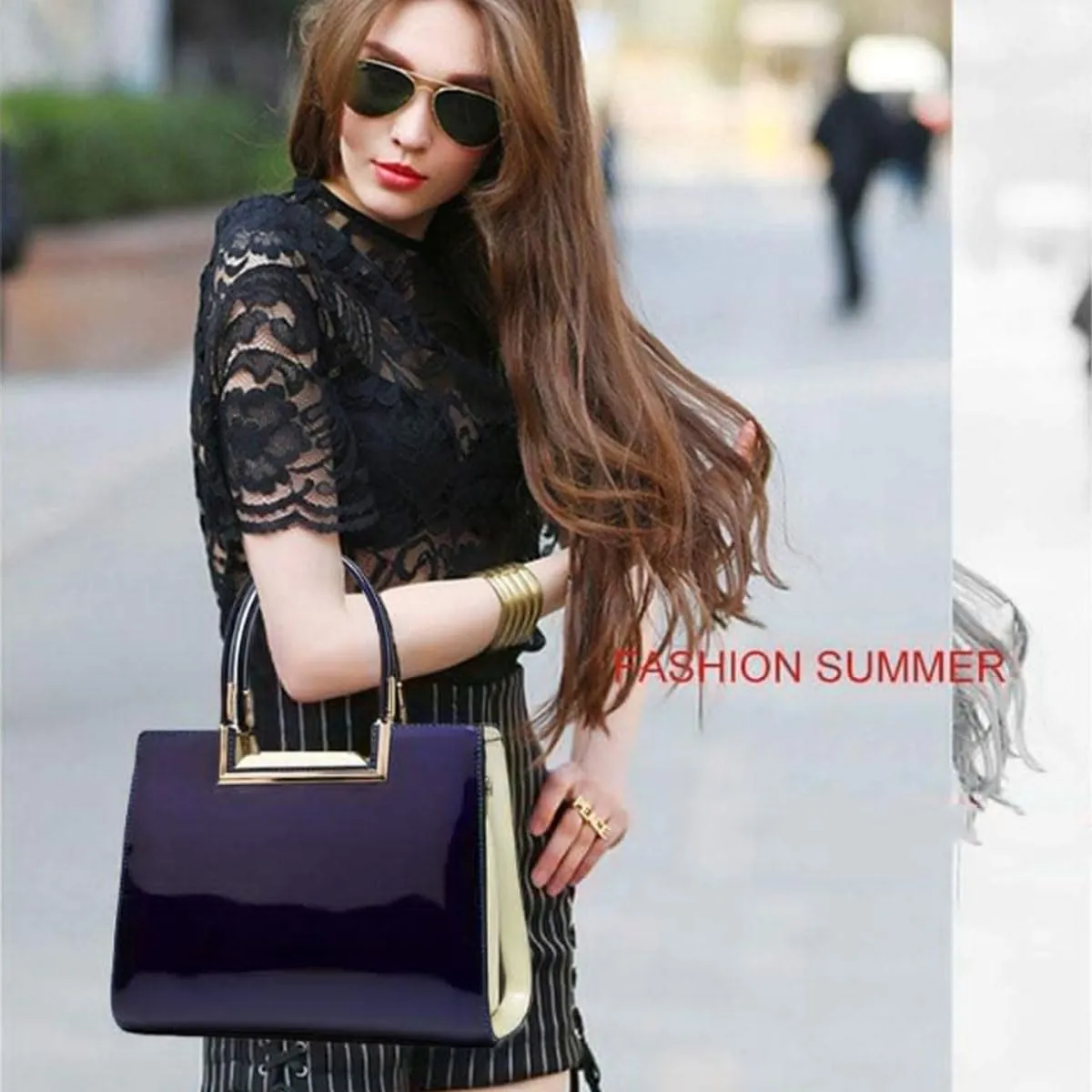 Shiny Patent Leather Handbags Glossy Shoulder Bags Fashion Satchel Purses Party Totes Top Handle Bags for Women