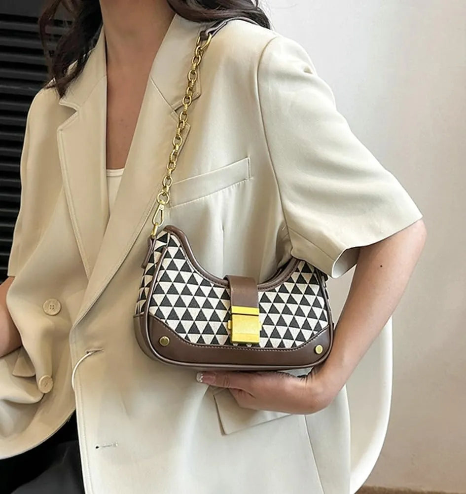 Shoulder Bag Purse for Women Trendy Plaid Hobo Bags Small Crescent Saddle Bags Tote Handbag Crossbody Bag