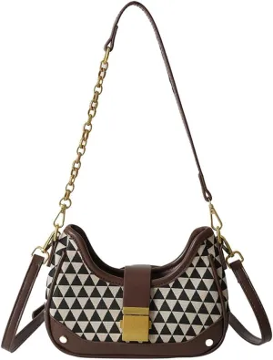 Shoulder Bag Purse for Women Trendy Plaid Hobo Bags Small Crescent Saddle Bags Tote Handbag Crossbody Bag